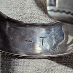 Striking Hopi Silver and Gold Vintage Larger Cuff Sterling Howling Coyote Old Pawn 7 1/2" wrist. JB 745