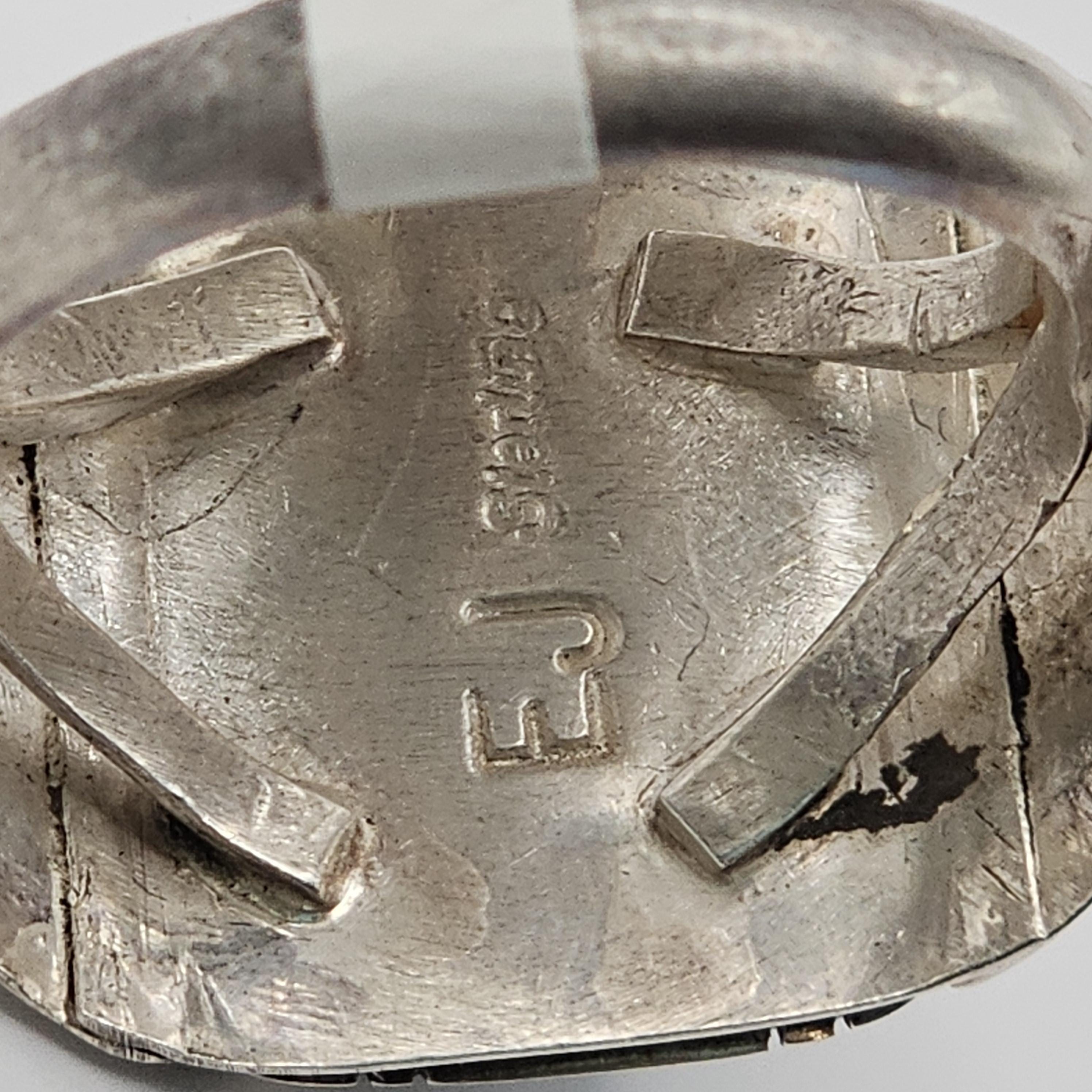 Blue Turquoise with Detailed Silver Shank Vintage Sterling Man Ring Size 12 Old Pawn JR 892