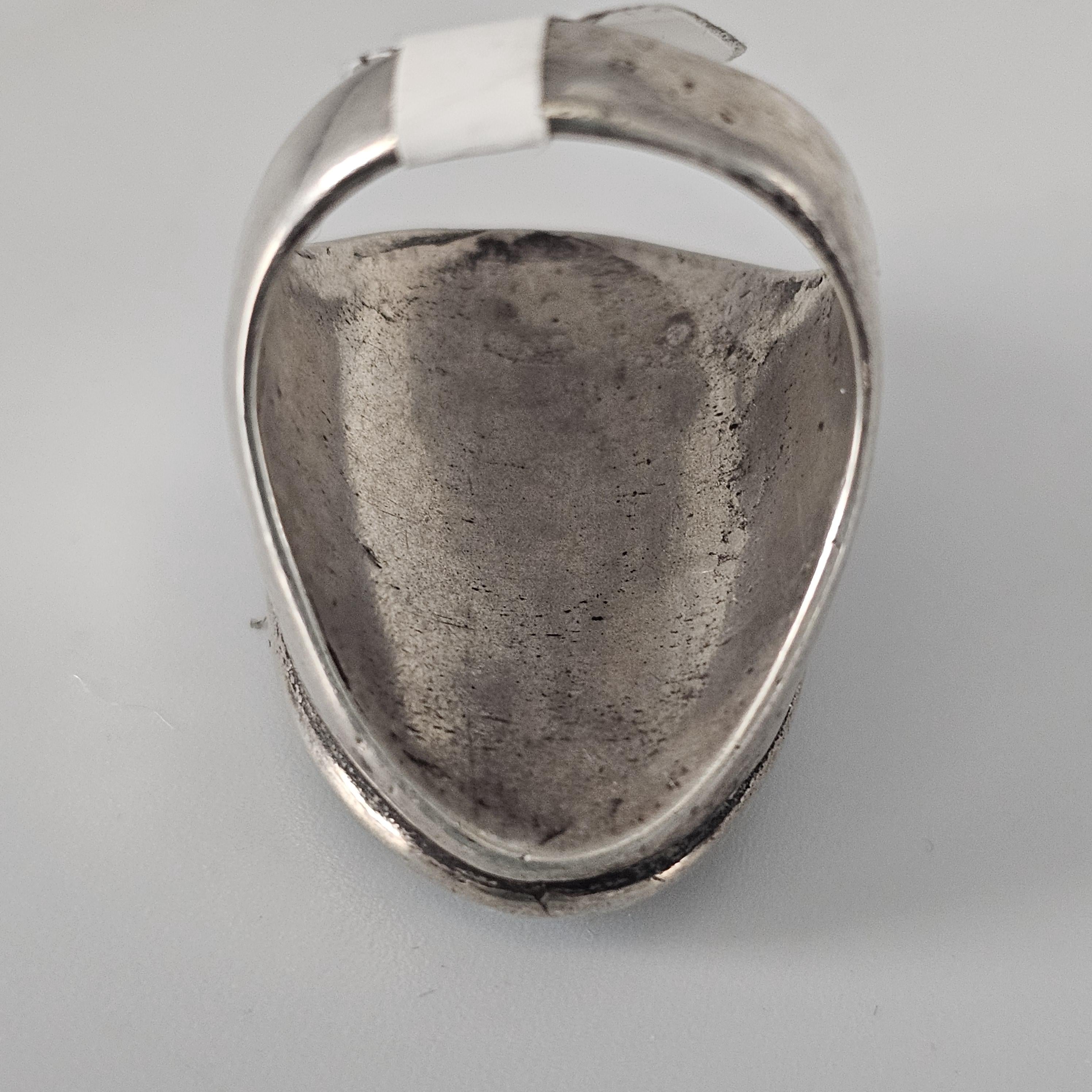 Colorful Zuni Inlay Cast Silver Ring Vintage Sterling Man Ring Size 10 Old Pawn JR 129
