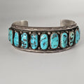 Vintage Sleeping Beauty Turquoise Sterling Silver Navajo Cuff Bracelet 7" wrist JB 948