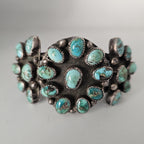 Big Old Zuni Cluster Natural Turquoise Vintage Native Cuff Old Pawn fits 7" wrist JB 957