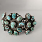 Big Old Zuni Cluster Natural Turquoise Vintage Native Cuff Old Pawn fits 7" wrist JB 957