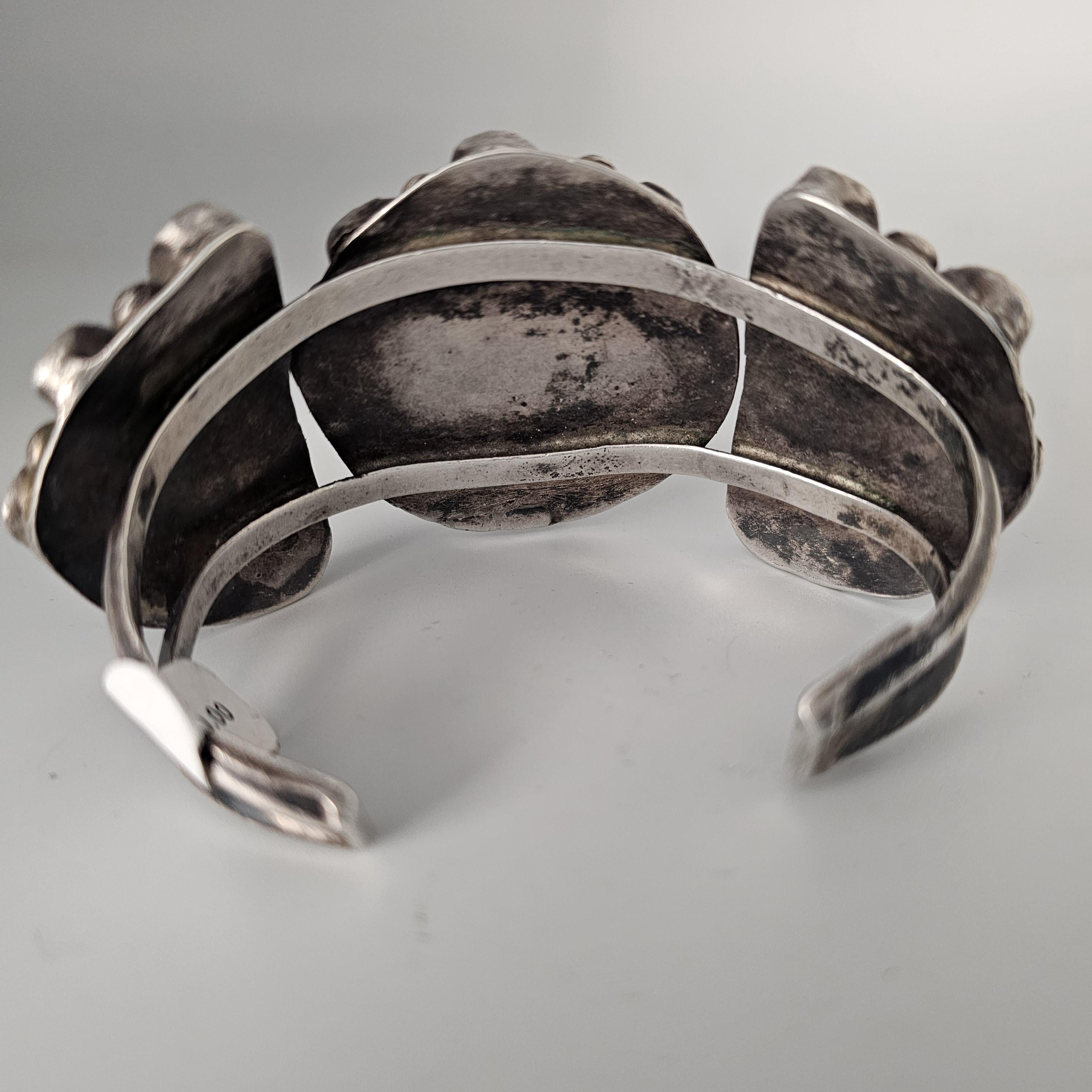 Big Old Zuni Cluster Natural Turquoise Vintage Native Cuff Old Pawn fits 7" wrist JB 957
