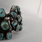 Big Old Zuni Cluster Natural Turquoise Vintage Native Cuff Old Pawn fits 7" wrist JB 957