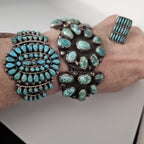Big Old Zuni Cluster Natural Turquoise Vintage Native Cuff Old Pawn fits 7" wrist JB 957