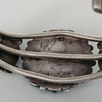 1920s Zuni Ingot Silver and Turquoise Native Cuff Bracelet Coin Silver. 7 1/2" wrist. JB 973