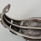 1920s Zuni Ingot Silver and Turquoise Native Cuff Bracelet Coin Silver. 7 1/2" wrist. JB 973