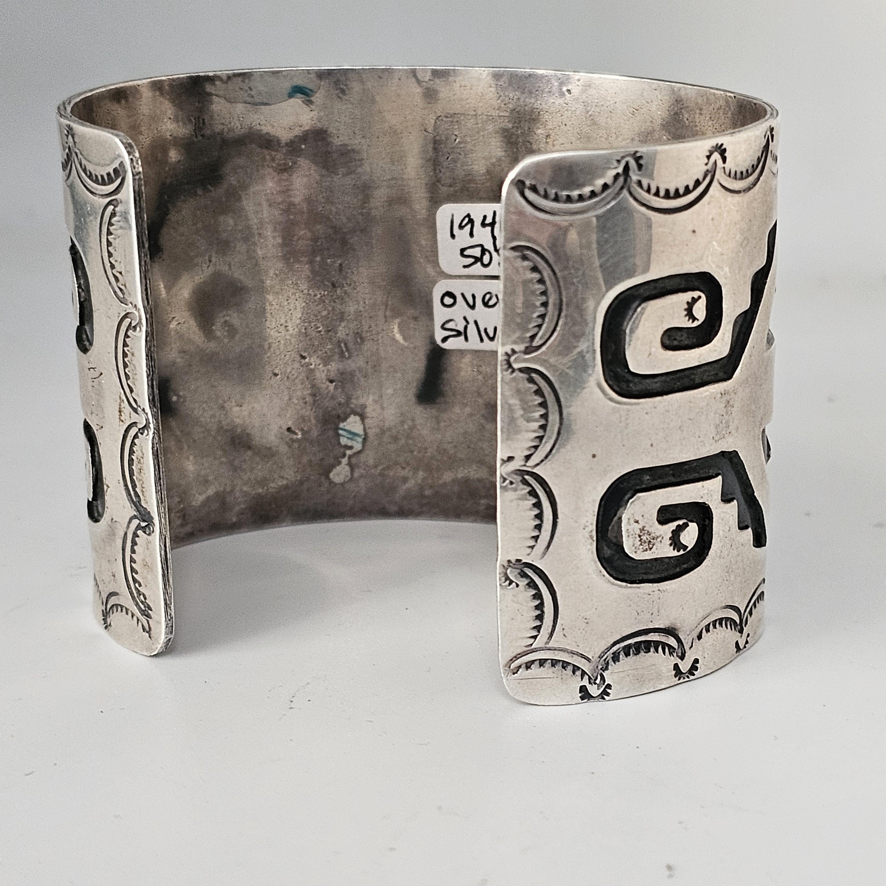 Hopi Knifewing Wide Vintage Cuff Sterling Old Pawn fits 7 1/4" wrist. JB 14