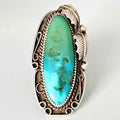 Blue Gem Turquoise Vintage Statement Ring, Size 8.5, Old Pawn JR 183