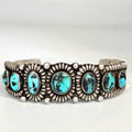 Ingot Greg Lewis Silver and Turquoise Native Cuff Bracelet Old Pawn Coin Silver. 7" wrist. JB 972