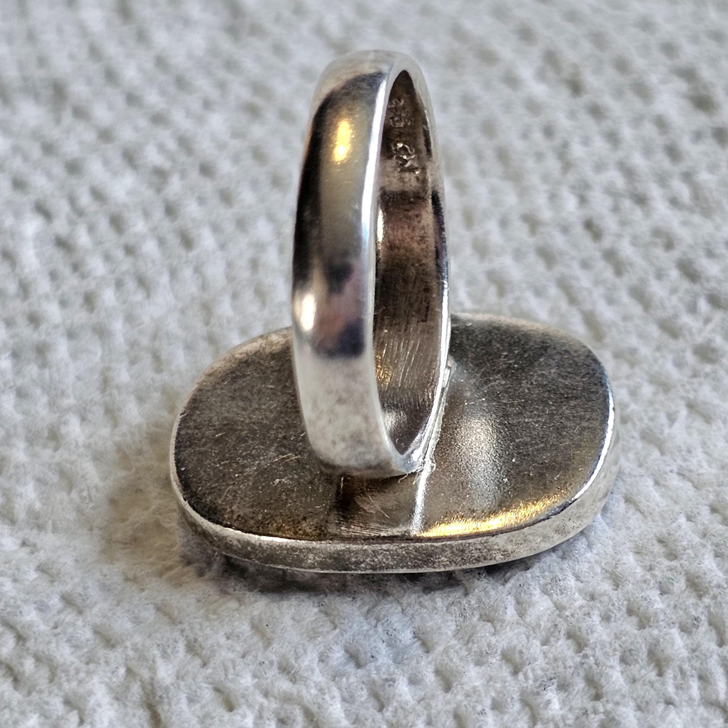 Black and White Zuni Inlay Vintage Native Ring Size 8 Old Pawn JR 219