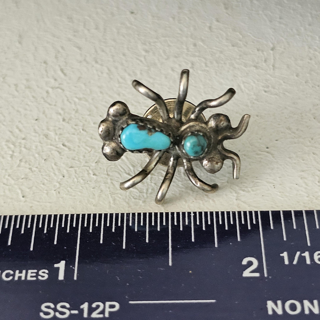 Silver & Turquoise Bug Hat Pin Vintage Native Old Pawn # JP 169