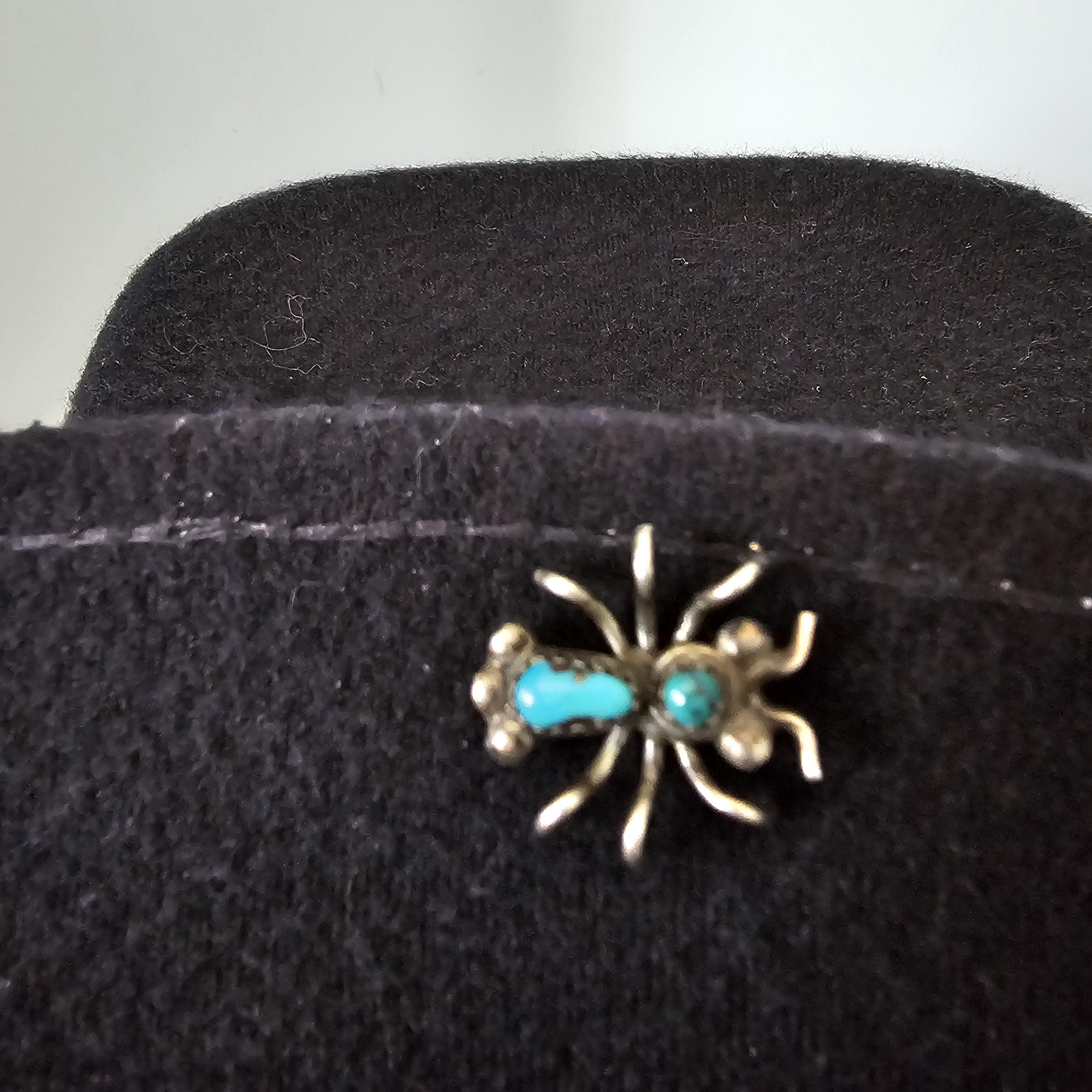 Silver & Turquoise Bug Hat Pin Vintage Native Old Pawn # JP 169