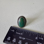 Old Cerillos Oval Green Turquoise Vintage Ring Old Pawn Size 5 JR 282