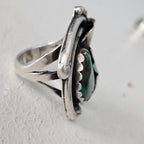 Just Incredible Blue Turquoise Stone on this Interesting Vintage Native Ring Old Pawn Size 8 1/2 JR 285