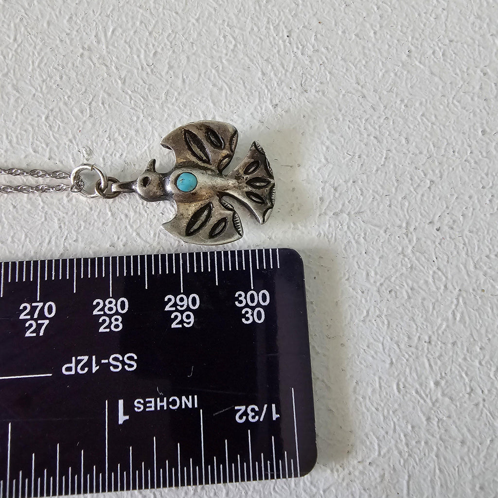 1930s Cast Silver Thunderbird Necklace Vintage Old Pawn JN 707