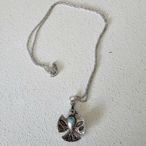 1930s Cast Silver Thunderbird Necklace Vintage Old Pawn JN 707