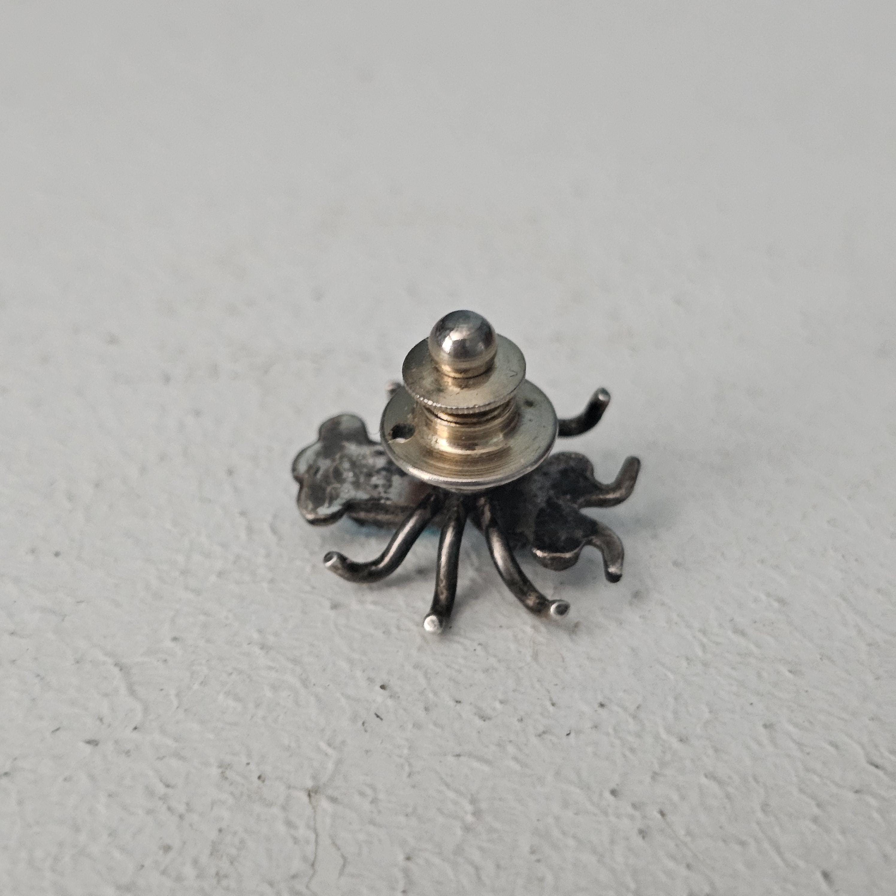 Silver & Turquoise Bug Hat Pin Vintage Native Old Pawn # JP 169