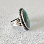 Old Cerillos Oval Green Turquoise Vintage Ring Old Pawn Size 5 JR 282