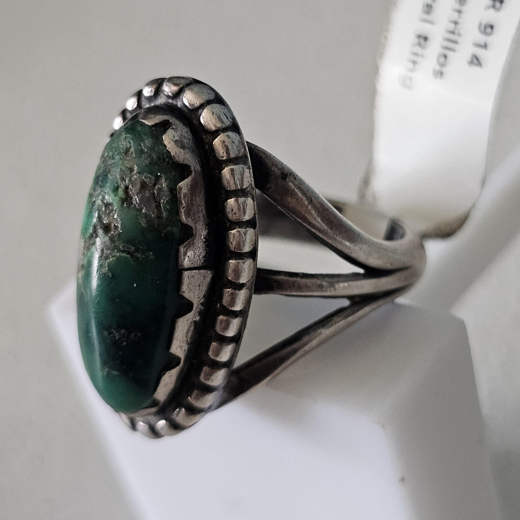 Cerrillos Turquoise Native Ring Size 6 3/4 Old Pawn. JR 914