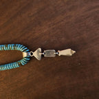 Vintage Pueblo Heishi Turquoise with Dangle Necklace Old Pawn Sterling. C1950s JN 729