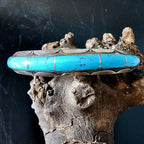 Vintage Sterling Silver Turquoise Cuff Bracelet: Native American Old Pawn, 9"  JB 175