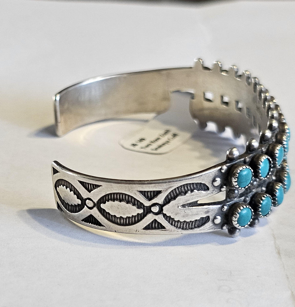 Vintage Zuni Snake Eye Turquoise Sterling Silver Cuff Bracelet 6 1/4"  JB 149