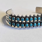 Vintage Zuni Snake Eye Turquoise Sterling Silver Cuff Bracelet 6 1/4"  JB 149