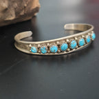 Vintage Sleeping Beauty Turquoise Sterling Silver Zuni Bracelet 6 1/4" JB 758