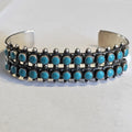 Vintage Zuni Snake Eye Turquoise Sterling Silver Cuff Bracelet 6 1/4"  JB 149