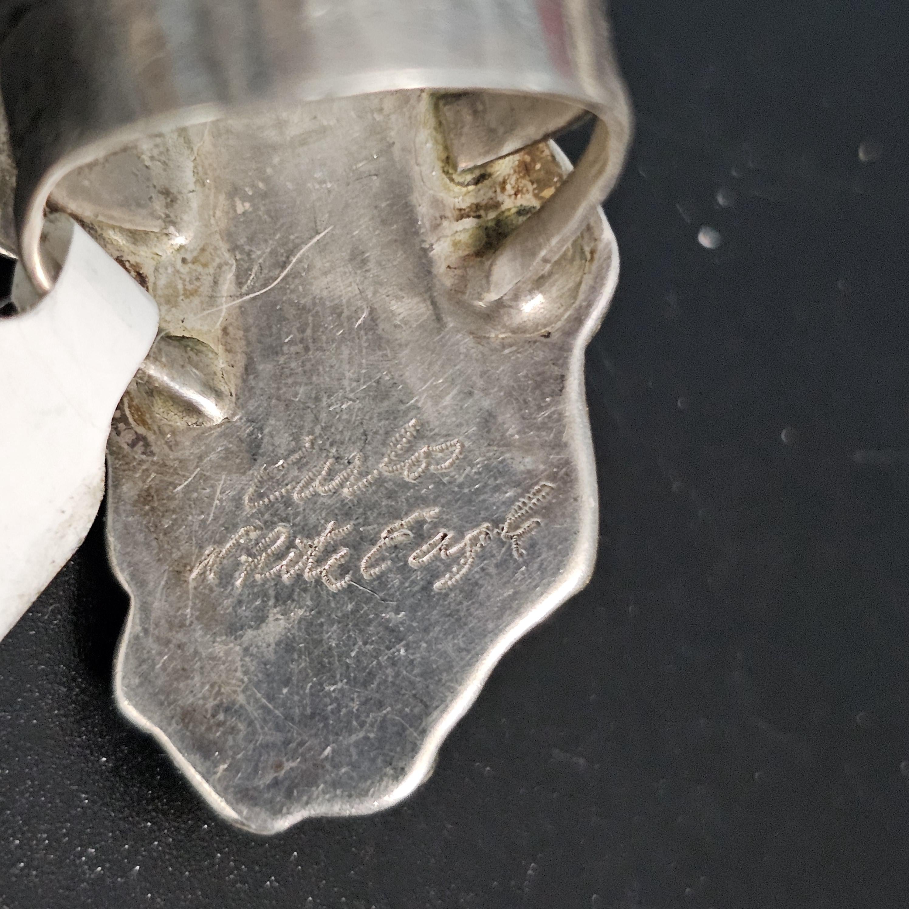 Vintage 14K & Sterling Coral Ring Carlos White Eagle, Size 7 3/4 JR 870