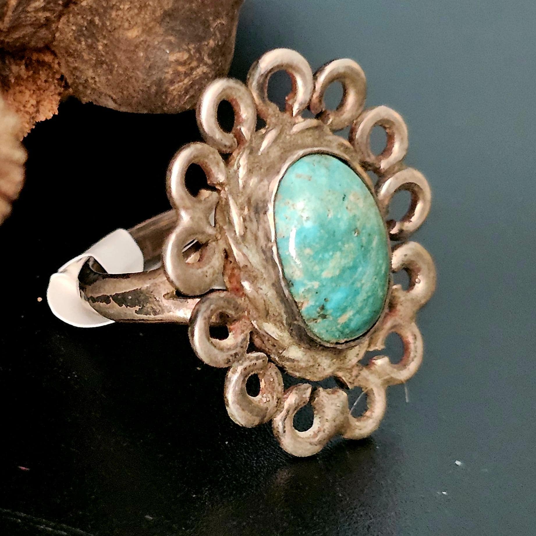 Pretty Blue Turquoise Vintage Native Ring Old Pawn Size 4 1/2 JR 01
