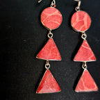 Red Agate 2 1/2" Silver Vintage Earrings JE 599