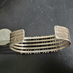 1940s Zuni Turquoise Sterling Silver Dot Dash Cuff 6"