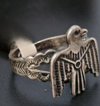 1940s Silver Thunderbird Vintage Ring Sterling Old Pawn Size 8 JR 338