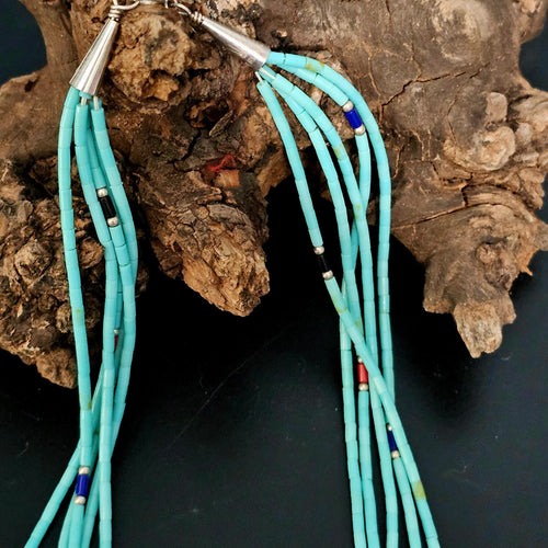 5 Strand Turquoise Heishi Necklace Old Pawn Sterling. C1970s JN 763