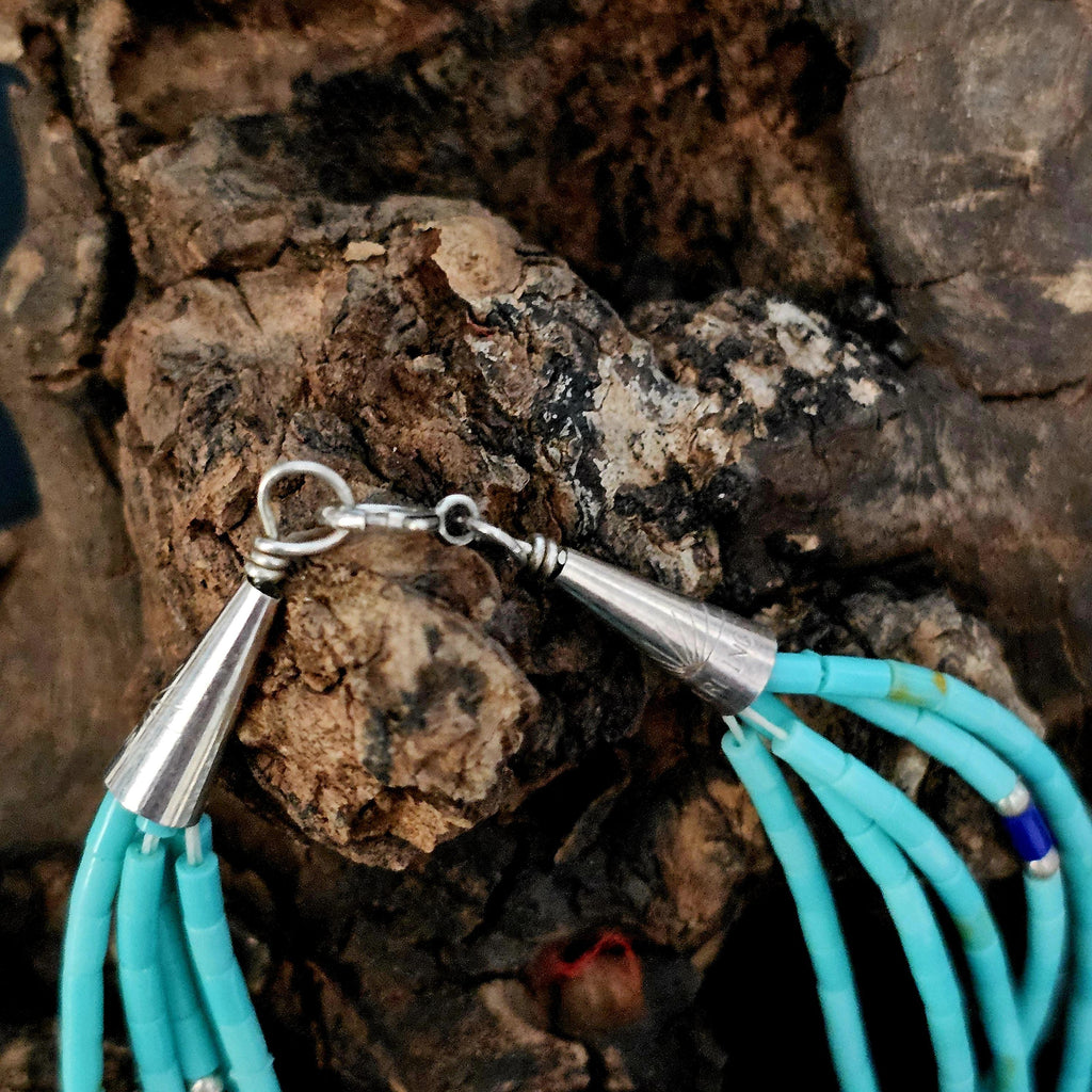 5 Strand Turquoise Heishi Necklace Old Pawn Sterling. C1970s JN 763