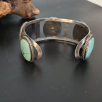 Vintage Turquoise Silver Cuff Bracelet, Native Old Pawn Size 5 3/4"  JB 197