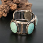 Vintage Turquoise Silver Cuff Bracelet, Native Old Pawn Size 5 3/4"  JB 197