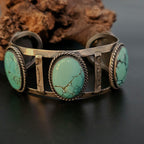 Vintage Turquoise Silver Cuff Bracelet, Native Old Pawn Size 5 3/4"  JB 197