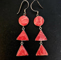 Red Agate 2 1/2" Silver Vintage Earrings JE 599