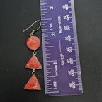 Red Agate 2 1/2" Silver Vintage Earrings JE 599
