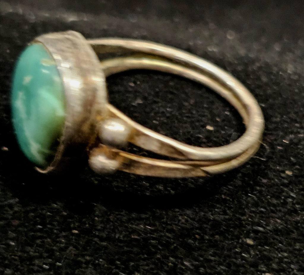 Turquoise Vintage Ring Sterling Old Pawn Size 7 JR 398