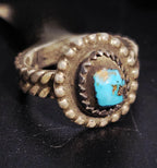 Blue Turquoise Stone Vintage Ring Old Pawn Size 4 JR 880