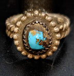 Blue Turquoise Stone Vintage Ring Old Pawn Size 4 JR 880
