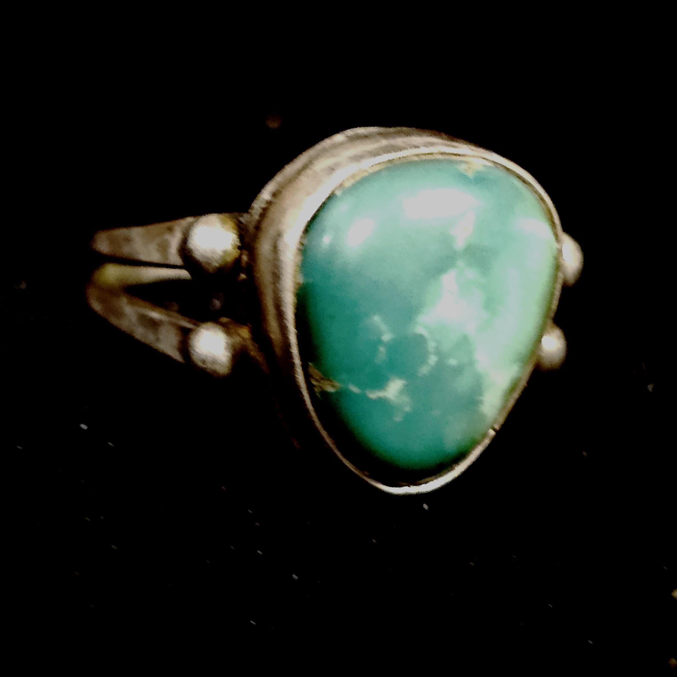 Turquoise Vintage Ring Sterling Old Pawn Size 7 JR 398