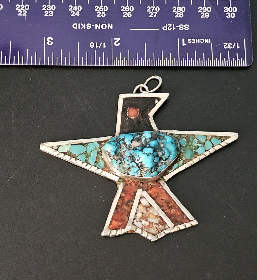 Vintage Thunderbird Native Pendent Old Pawn Sterling # JPN 133