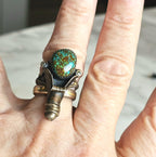 Unique Green Turquoise Vintage Ring Old Pawn Size 7 1/2 JR 400
