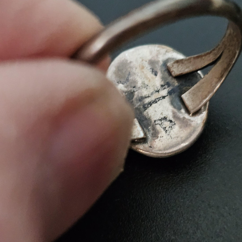 Old Coral Native Ring Old Pawn Size 6 1/2 JR 425