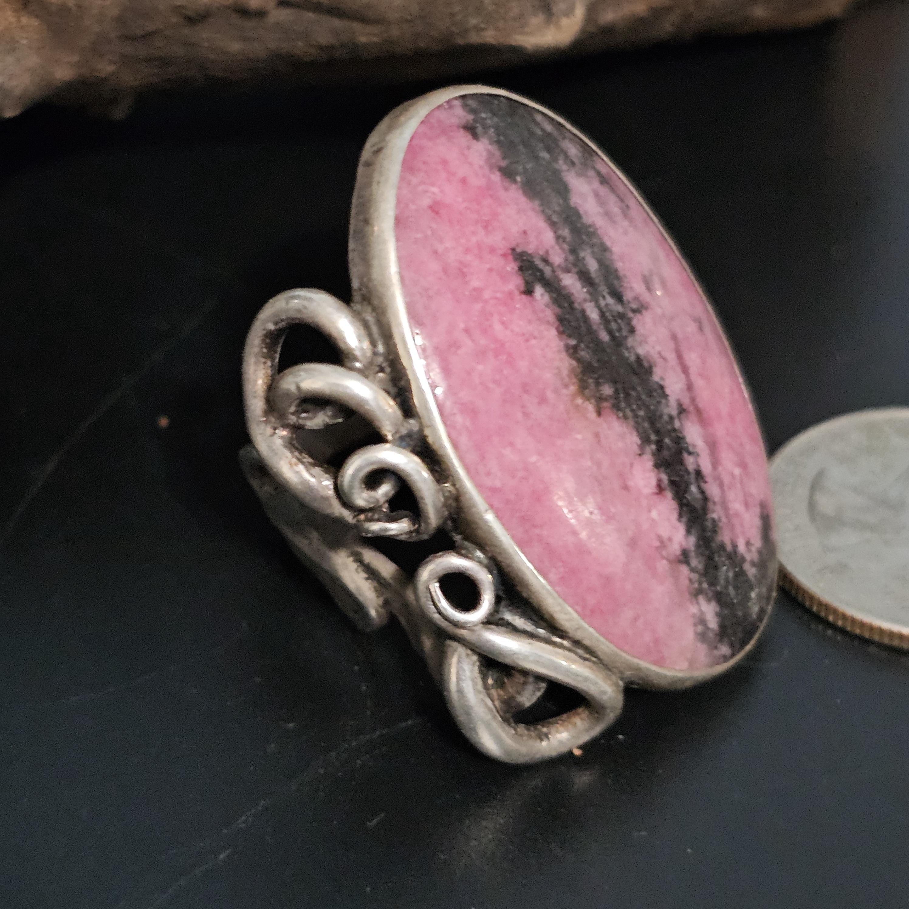 Big Funky Pink Vintage Native Statement Ring Sterling Native Size 11 Old Pawn JR 405